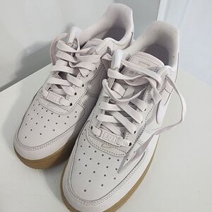 Nike Air Force 1 Women's White and Brown Sneakers
